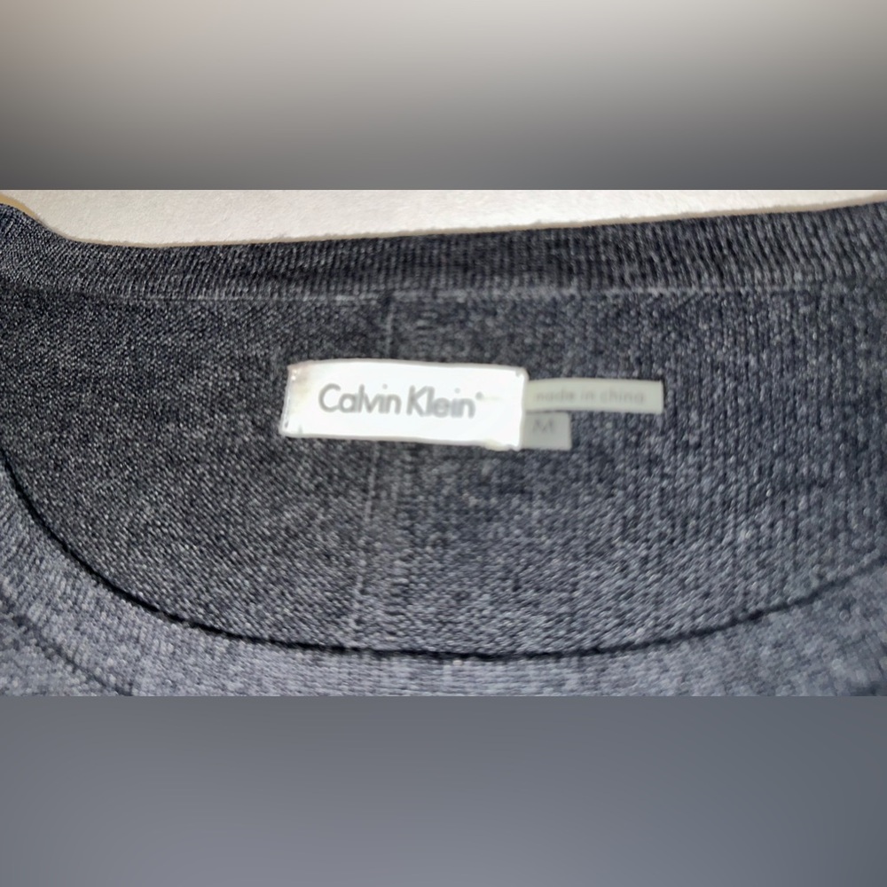 Calvin Klein Fit & Flare Sweater Dress Pleated Charcoal Gray Women’s Size Medium - Picture 3 of 5